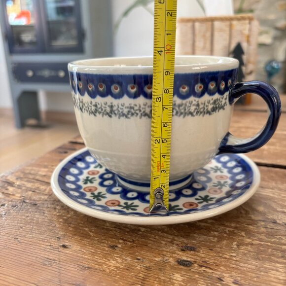 Boleslawiec Polish Pottery Large Mug with Plate - Picture 5 of 6